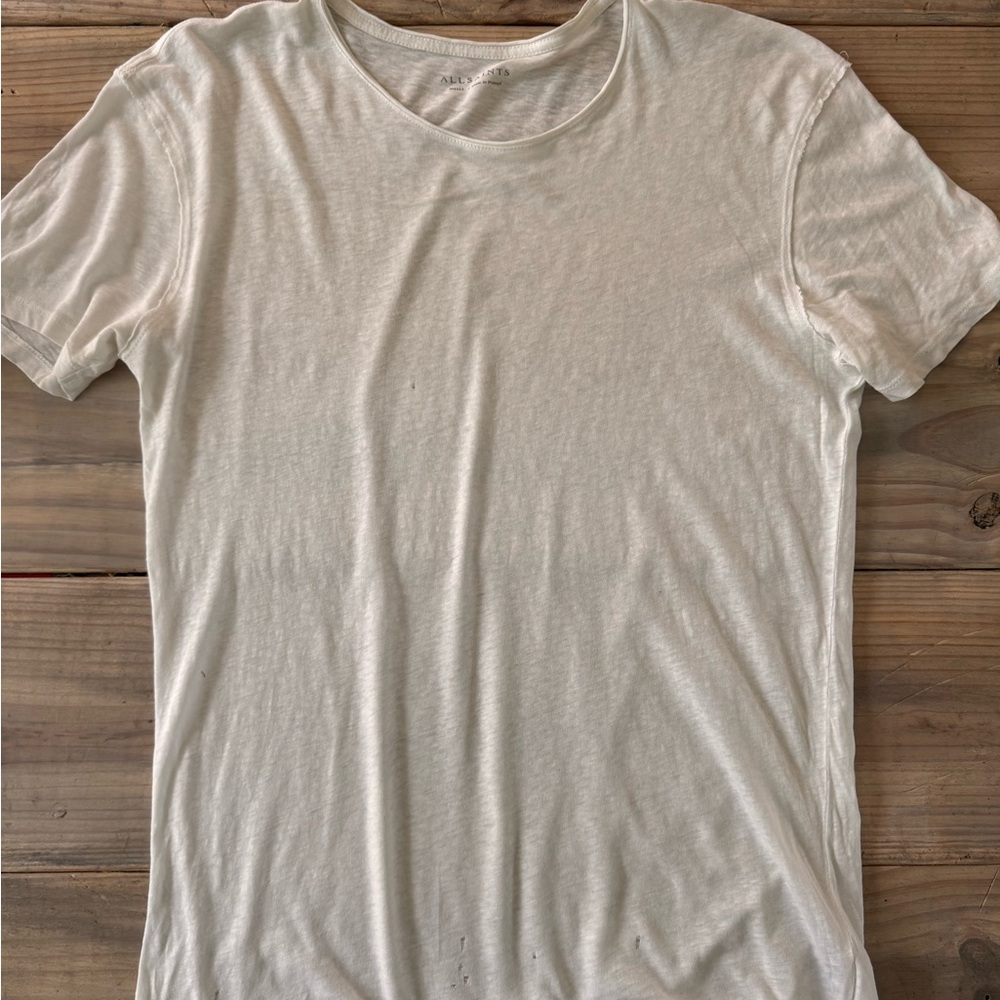All Saints Cream Fitted Short Sleeve T-Shirt